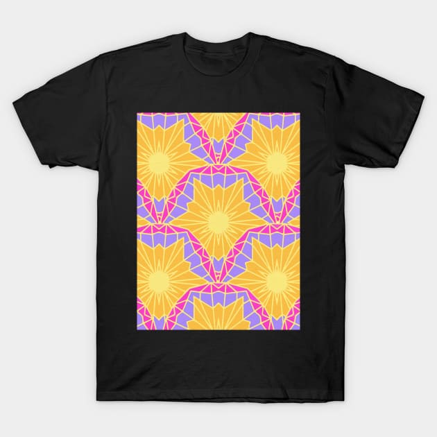 Purple & Yellow Starburst Scales T-Shirt by tanyadraws